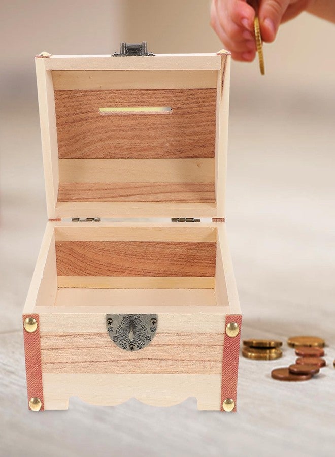 ياردوي حصالة نقود خشبية صلبة من ياردوي مع قفل، حصالة نقود للأطفال، وعاء لحفظ العملات المعدنية، مناسبة للمنزل والمكتب، صندوق نقود خشبي قابل للتلوين، مناسب للأطفال الصغار والأطفال. - Image 4